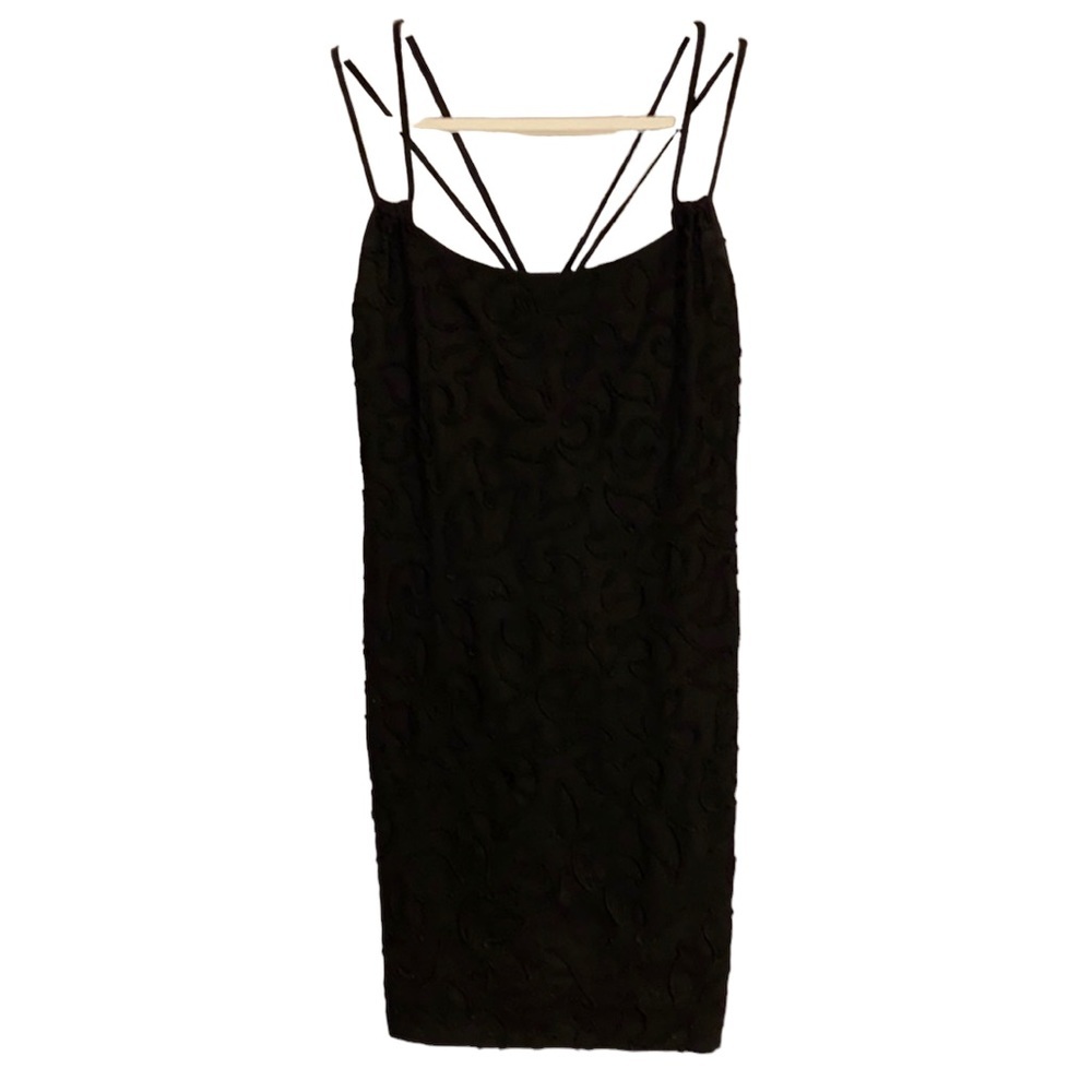 Vintage 70’s Travilla Strappy Black Cocktail Dress